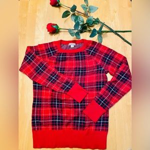 Merona Red tartan plaid tunic Long sleeve sweater